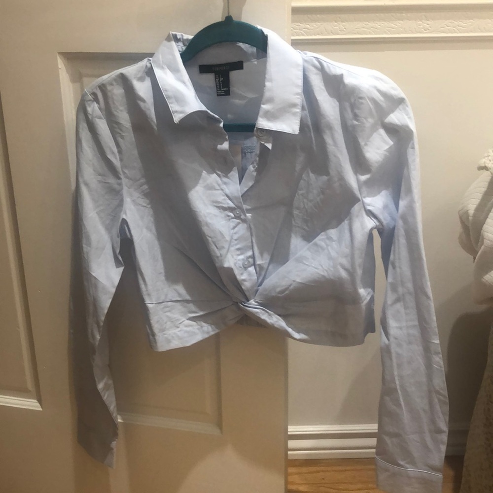 Cropped top button down shirt